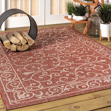 Charleston Vintage Filigree Textured Weave Indoor/outdoor Area Rug